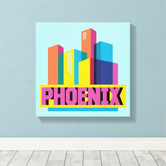 Phoenix, Arizona | Neon Skyline Canvas Afdruk (Insitu (Houten vloer))