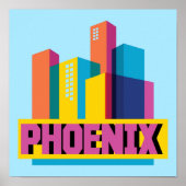 Phoenix, Arizona | Neon Skyline Poster (Voorkant)