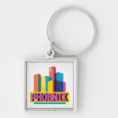 Phoenix, Arizona | Neon Skyline Sleutelhanger (Voorkant)