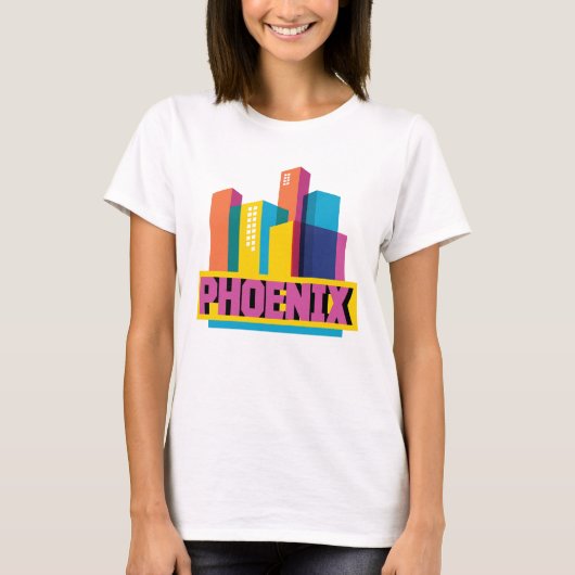 Phoenix, Arizona | Neon Skyline T-shirt (Voorkant)