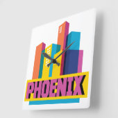 Phoenix, Arizona | Neon Skyline Vierkante Klok (Hoek)