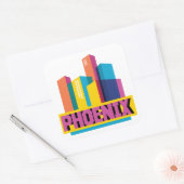 Phoenix, Arizona | Neon Skyline Vierkante Sticker (Envelop)