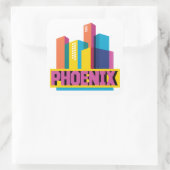 Phoenix, Arizona | Neon Skyline Vierkante Sticker (Tas)