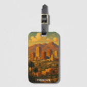 Phoenix Arizona Oude Reis - Woestijn Skyline Bagagelabel (Voorkant (verticaal))