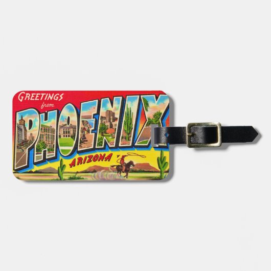 Phoenix Arizona Postcard Luggage Tag Bagagelabel (Voorkant horizontaal)