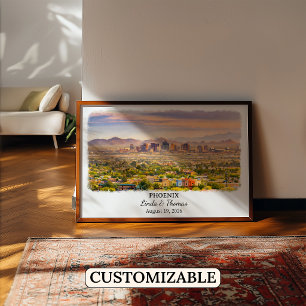 Phoenix Arizona Poster, Aquarel, Op Maat Poster