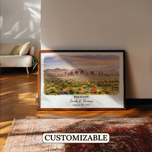 Phoenix Arizona Poster, Aquarel, Op Maat Poster