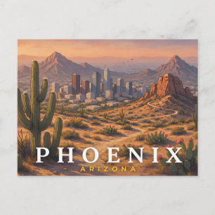 Phoenix Arizona Reisansichtkaart   Woestijn Skylin Briefkaart