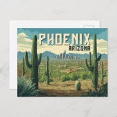 Phoenix Arizona - Retro Desert Cityscape Briefkaart (Voorkant / Achterkant)