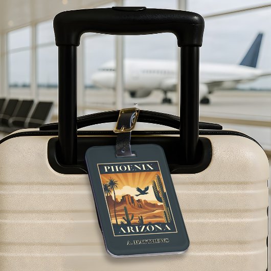Phoenix Arizona Retro Reisposter Aangepast Bagagelabel