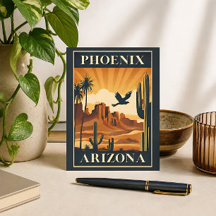 Phoenix Arizona Retro Reisposter Briefkaart