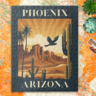 Phoenix Arizona Retro Reisposter Legpuzzel