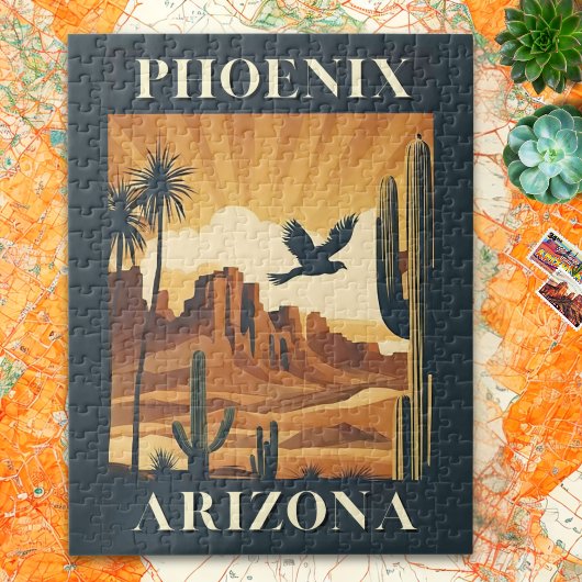Phoenix Arizona Retro Reisposter Legpuzzel