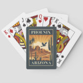 Phoenix Arizona Retro Reisposter Speelkaarten (Achterkant)