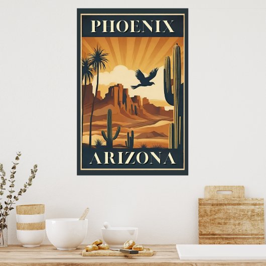 Phoenix Arizona Retro Reizen Poster (Keuken)
