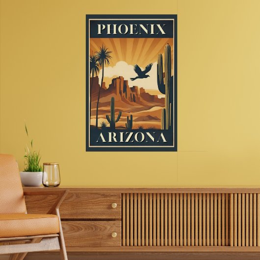 Phoenix Arizona Retro Reizen Poster (Woonkamer 2)