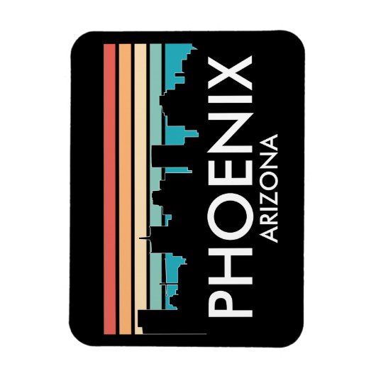 Phoenix Arizona Retro Sunset Skyline Magneet (Verticaal)
