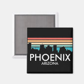 Phoenix Arizona Retro Sunset Skyline Magneet (Voorkant / Achterkant)