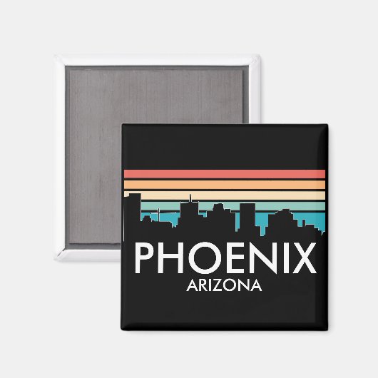 Phoenix Arizona Retro Sunset Skyline Magneet (Voorkant / Achterkant)