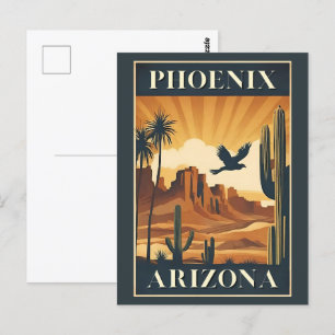 Phoenix Arizona Retro Travel Poster Briefkaart