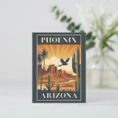 Phoenix Arizona Retro Travel Poster Briefkaart (Staand voorkant)