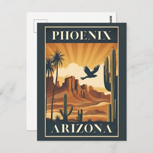 Phoenix Arizona Retro Travel Poster Briefkaart (Voorkant / Achterkant)