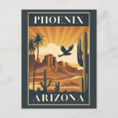 Phoenix Arizona Retro Travel Poster Briefkaart (Voorkant)