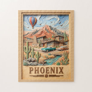 Phoenix Arizona Roadtrip Vintage Reis Textuur Legpuzzel
