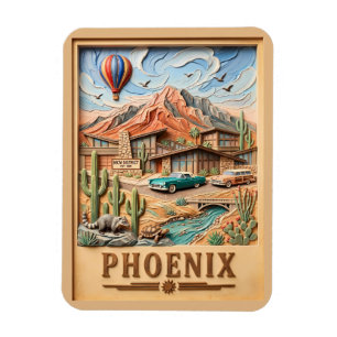 Phoenix Arizona Roadtrip Vintage Reis Textuur Magneet