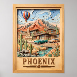 Phoenix Arizona Roadtrip Vintage Reis Textuur Poster
