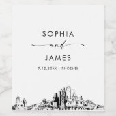 Phoenix Arizona Silhouet Wijn Etiket (Enkel label)