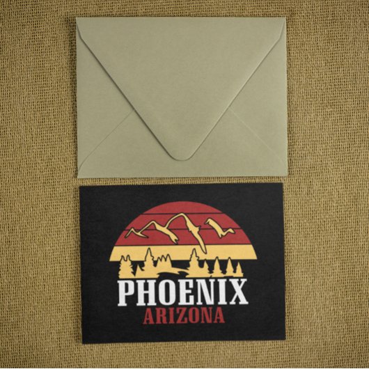 Phoenix Arizona Silhouette Kunstprint Retro Zonson Briefkaart