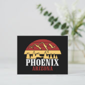 Phoenix Arizona Silhouette Kunstprint Retro Zonson Briefkaart (Staand voorkant)