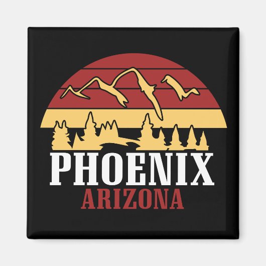 Phoenix Arizona Silhouette Kunstprint Retro Zonson Magneet (Voorkant)
