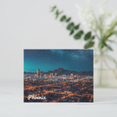 Phoenix Arizona Silhouette Nachtelijke Hemel Briefkaart (Staand voorkant)