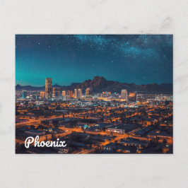 Phoenix Arizona Silhouette Nachtelijke Hemel Briefkaart