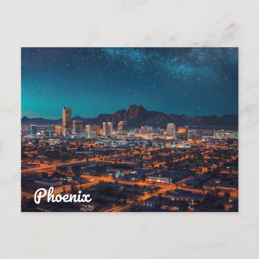 Phoenix Arizona Silhouette Nachtelijke Hemel Briefkaart (Voorkant)