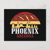 Phoenix Arizona Skyline Art Print Retro Sunset Briefkaart (Voorkant)