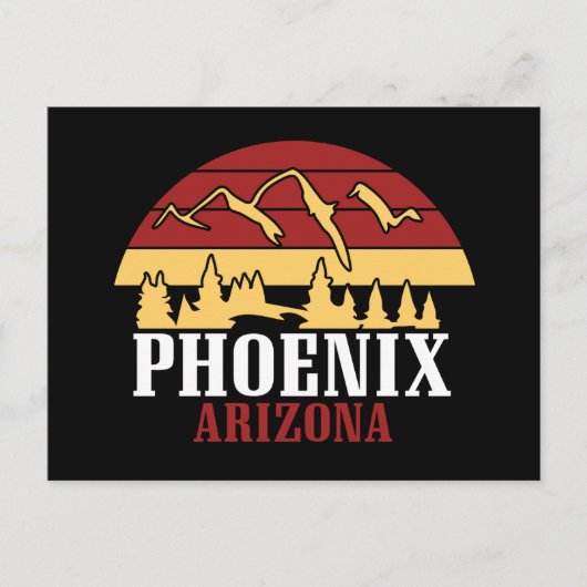 Phoenix Arizona Skyline Art Print Retro Sunset Briefkaart (Voorkant)
