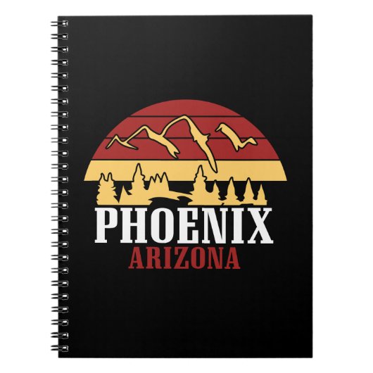 Phoenix Arizona Skyline Art Print Retro Sunset Notitieboek (Voorkant)