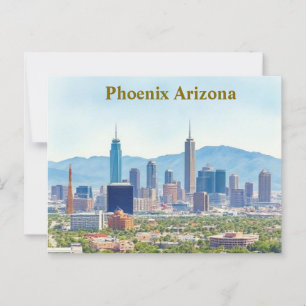 Phoenix Arizona Skyline in de  schilderkunst overd Briefkaart