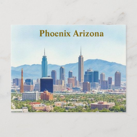 Phoenix Arizona Skyline in de  schilderkunst overd Briefkaart (Voorkant)
