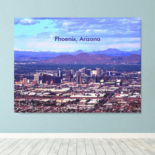 Phoenix Arizona Skyline overdag Canvas Afdruk (Insitu (Houten vloer))