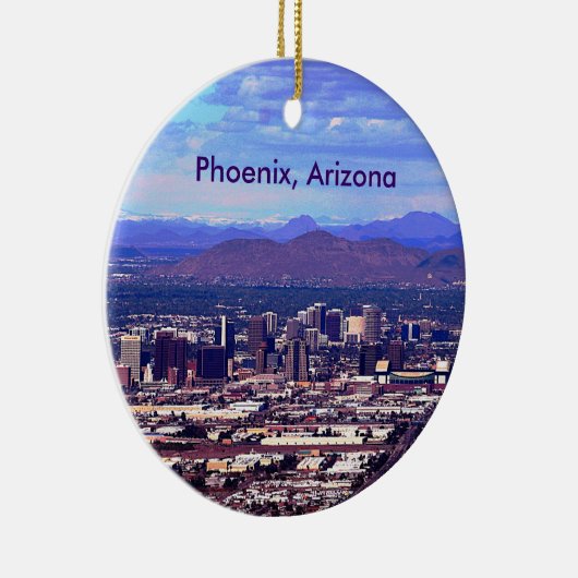 Phoenix Arizona Skyline overdag Keramisch Ornament (Rechts)