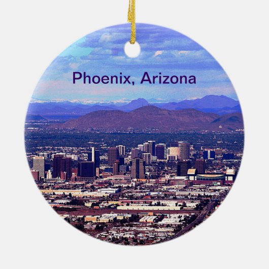 Phoenix Arizona Skyline overdag Keramisch Ornament (Achterkant)