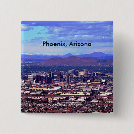 Phoenix Arizona Skyline overdag Vierkante Button 5,1 Cm