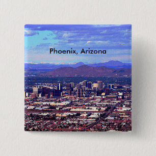 Phoenix Arizona Skyline overdag Vierkante Button 5,1 Cm
