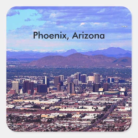 Phoenix Arizona Skyline overdag Vierkante Sticker (Voorkant)