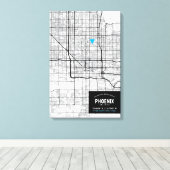 Phoenix, Arizona Stadsplattegrond + Markeer uw loc Canvas Afdruk (Insitu (Houten vloer))