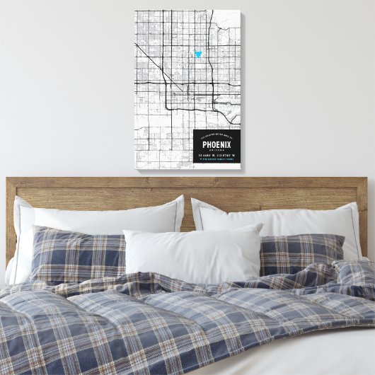 Phoenix, Arizona Stadsplattegrond + Markeer uw loc Canvas Afdruk (Insitu (Slaapkamer))